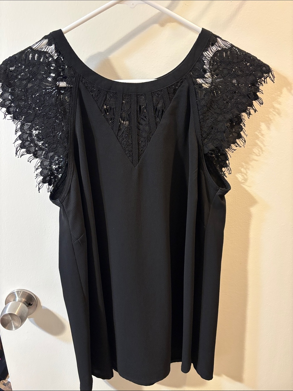 Brixon Ivy Black Lace-Trim Sleeveless Top